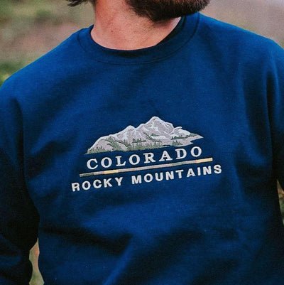 Earth Images Peaks Embroidered Colorado Crewneck
