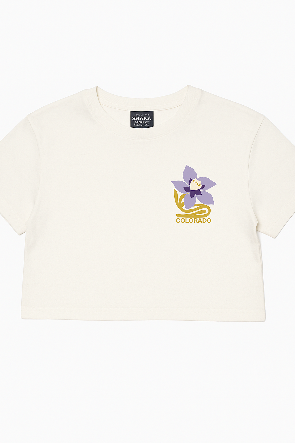 Colorado Columbine Flower Crop Short Sleeve Shirt by McKenzie Parrott